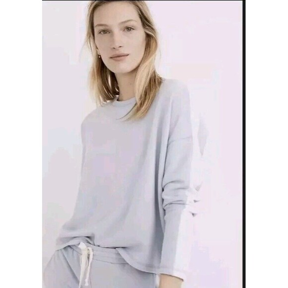 Madewell MWL Superbrushed Easygoing Sweatshirt Top Light Blue XXS Zipper Soft - Picture 4 of 15